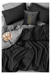 Crno-siva pamučna posteljina za krevet za jednu osobu/s produženom plahtom 160x220 cm - Mila Home