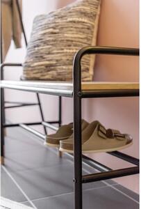 Crni/natur metalni stalak za cipele s klupom Loft - Wenko