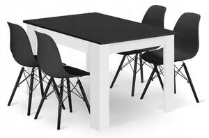 Crnobijeli blagovaonski set 1+4 MADO stol 120x80 + stolice YORK OSAKA