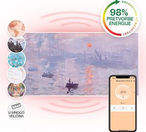 Klarstein Wonderwall Air Art Smart, infracrveni grijač, 120 x 60 cm, 700 W, aplikacija, izlazak sunca