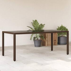 VidaXL Vrtni stol sa staklenom pločom smeđi 190x90x75 cm od poliratana