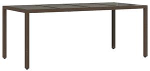 VidaXL Vrtni stol sa staklenom pločom smeđi 190x90x75 cm od poliratana