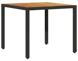 VidaXL Vrtni stol s pločom od drva bagrema crni 90x90x75 cm poliratana