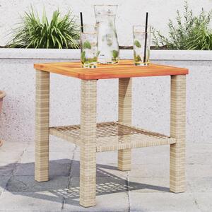 VidaXL Vrtni stol bež 40x40x42 cm od poliratana i drva bagrema