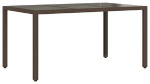 VidaXL Vrtni stol sa staklenom pločom smeđi 150x90x75 cm od poliratana