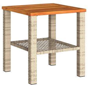 VidaXL Vrtni stol bež 40x40x42 cm od poliratana i drva bagrema