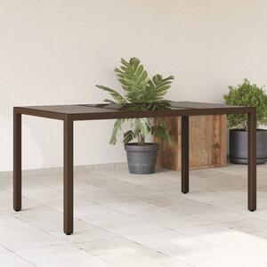 VidaXL Vrtni stol sa staklenom pločom smeđi 150x90x75 cm od poliratana