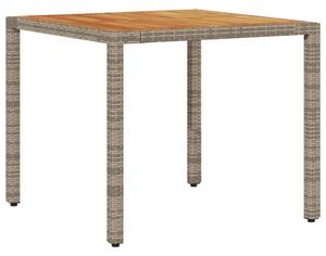 VidaXL Vrtni stol s pločom od drva bagrema sivi 90x90x75 cm poliratana