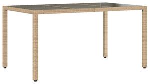 VidaXL Vrtni stol sa staklenom pločom bež 150x90x75 cm poliratan
