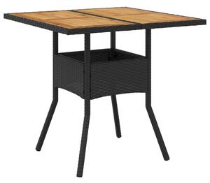 VidaXL Vrtni stol s pločom od drva bagrema crni 80x80x75 cm poliratan