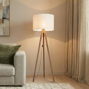 TK Lighting Velika podna lampa, krem/orah, visina 145 cm, E27, Drvo, Dnevni boravak/blagovaonica, Drvo, tronožac
