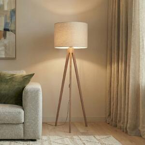 TK Lighting Velika podna lampa, bež/orah, visina 145 cm, E27, Drvo, Dnevni boravak/blagovaonica, Drvo, tronožac