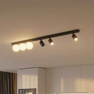 TK Lighting Vox stropna svjetiljka, 6 žarulja, staklo, crna, duljina 159 cm, prigušiva, Crno, Dnevni boravak/blagovaonica, Staklo