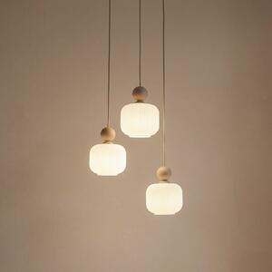 TK Lighting Viseća svjetiljka Ballo, 3 žarulje, bijela, staklo, Ø 35 cm, prigušiva, Bež, Dnevni boravak/blagovaonica, Staklo