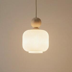 TK Lighting Viseća svjetiljka Ballo, 1 žarulja, bijela, staklo, Ø 15 cm, E14, prigušiva, Bež, Dnevni boravak/blagovaonica, Staklo