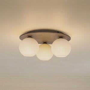 TK Lighting Virlo stropna svjetiljka, 3 žarulje, opalno staklo, drvo, Ø 42 cm, prigušiva, Drvo, Dnevni boravak/blagovaonica, Staklo