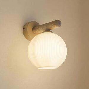 TK Lighting Zidna lampa Virlo, drvo, opalno staklo, visina 20 cm, E14, prigušiva, Bijela, Dnevni boravak/blagovaonica, Staklo