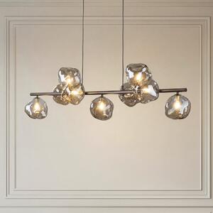 TK Lighting Lava viseća lampa, smeđa, 9 žarulja, staklo, duljina 116 cm, G9, prigušiva, Smeđa / hrđa, Dnevni boravak/blagovaonica, Staklo