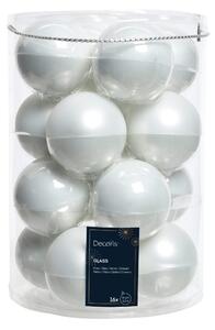 16 staklenih kuglica bijele boje d8 cm - Bijela