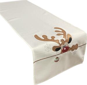 Bijela božićna štola s aplikacijom sobova Širina: 40 cm | Duljina: 85 cm