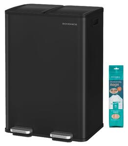 Kanta za smeće s 2 pregrade, 2x30L, 47,6 x 37,7 x 66,9 cm, crna | SONGMICS