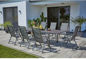Sunfun Maja Komplet vrtnog namještaja Stone (9 -dij., Sinterirani kamen/Aluminij/Tekstil, Night-Grey, Naslon za leđa podesiv na 5 razina)