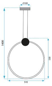Stropni luster LED APP1398-CP BLACK 50cm