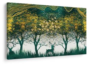 Slika - Jeleni v zelenem gozdu (90x60 cm)