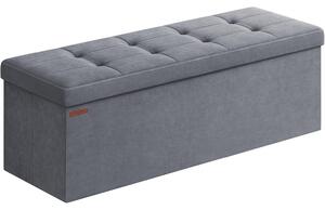Sklopivi puf s prostorom za pohranu 38 x 110 x 38 cm, nosivost 300 kg, siva