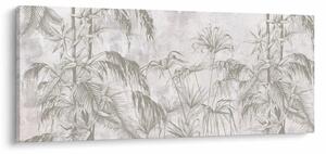 Slika - Tropske rastline na steni v sivi barvi (120x50 cm)