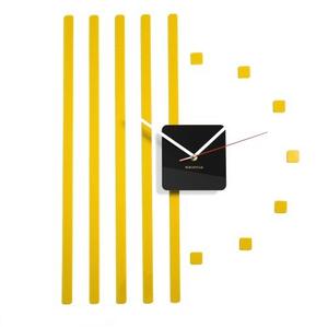 Samoljepljivi zidni sat s prugama Žuta boja