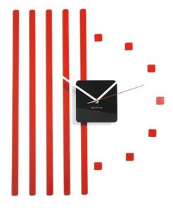 Samoljepljivi zidni sat s prugama Crvena