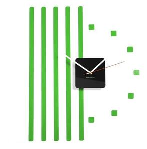 Samoljepljivi zidni sat s prugama Zeleno