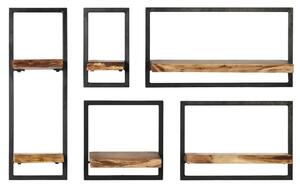 VidaXL 5-dijelni set zidnih polica od masivnog drva bagrema i čelika