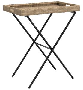 VidaXL Sklopivi stol s pladnjem bež 65 x 40 x 75 cm od poliratana