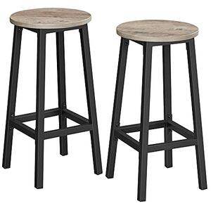 Set od 2 barske stolice s metalnim okvirom, visine 65 cm, sive i crne boje | VASAGLE