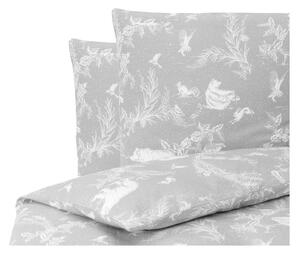 Siva flanelska posteljina za bračni krevet Westwing Collection, 200 x 200 cm