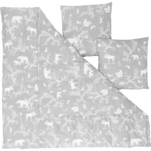 Siva flanelska posteljina za bračni krevet Westwing Collection, 200 x 200 cm