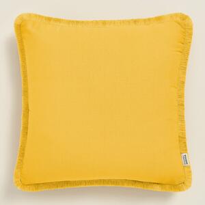 Senf žuta jastučnica BOCA CHICA s resicama 40 x 40 cm
