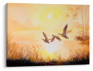 Slika - Žerjavi ob sončnem zahodu (70x50 cm)