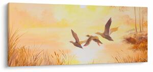 Slika - Žerjavi ob sončnem zahodu (120x50 cm)