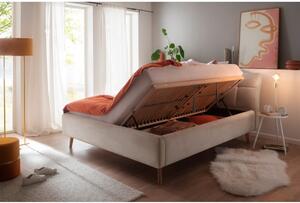 Bež tapecirani bračni krevet Meise Möbel Mila, 180 x 200 cm