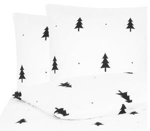 Bijela flanelna posteljina za bračni krevet Fovere X-mas Tree, 200 x 200 cm