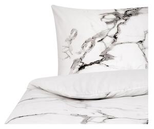 Bijelo-crna posteljina za krevet za jednu osobu od pamučnog perkala Westwing Collection Malin, 155 x 220 cm