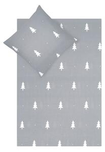 Siva flanelska posteljina za krevet za jednu osobu Fovere X-mas Tree, 155 x 220 cm