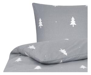 Siva flanelska posteljina za krevet za jednu osobu Fovere X-mas Tree, 155 x 220 cm