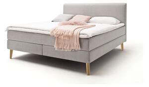 Svijetlo sivi tapecirani bračni krevet s madracem Meise Möbel Greta, 180 x 200 cm