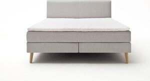 Svijetlo sivi tapecirani bračni krevet s madracem Meise Möbel Greta, 180 x 200 cm