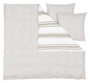 Bež-bijela posteljina za bračni krevet od pamučnog perkala Westwing Collection, 200 x 200 cm