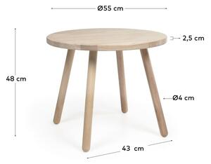 Dječji stol od kaučukovog drveta Kave Home Dilcia, ø 55 cm